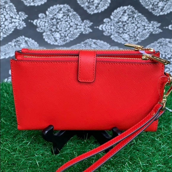 MICHAEL KORS Lg Double Zip Leather Smartphone Wallet DARK SANGRIA COLOR - Picture 7 of 16